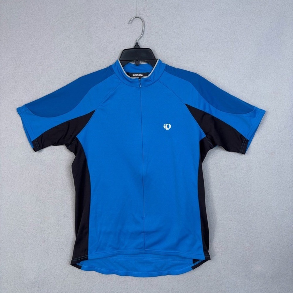 Pearl Izumi Cycling Jersey Mens Large Blue Black Short Sleeve Full Zip Athletic